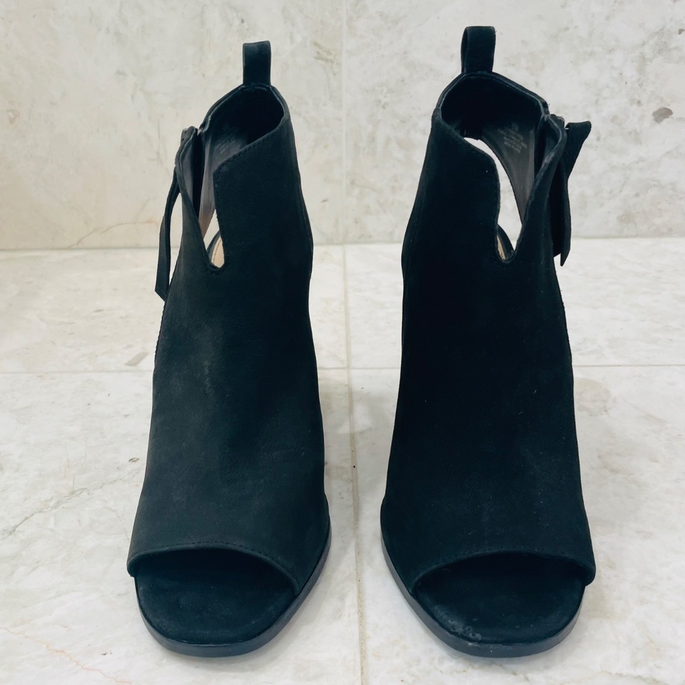 GIANNI BINI {6} Booties Black Suede Block Heel Side Zip "Tylar" - Picture 2 of 13